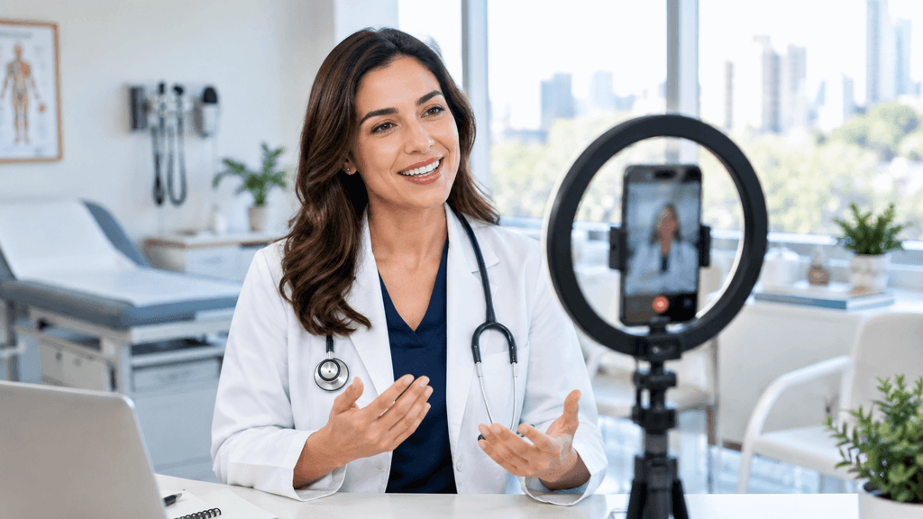 Médico usando Instagram para construir autoridade e atrair pacientes ideais através de conteúdo educativo.